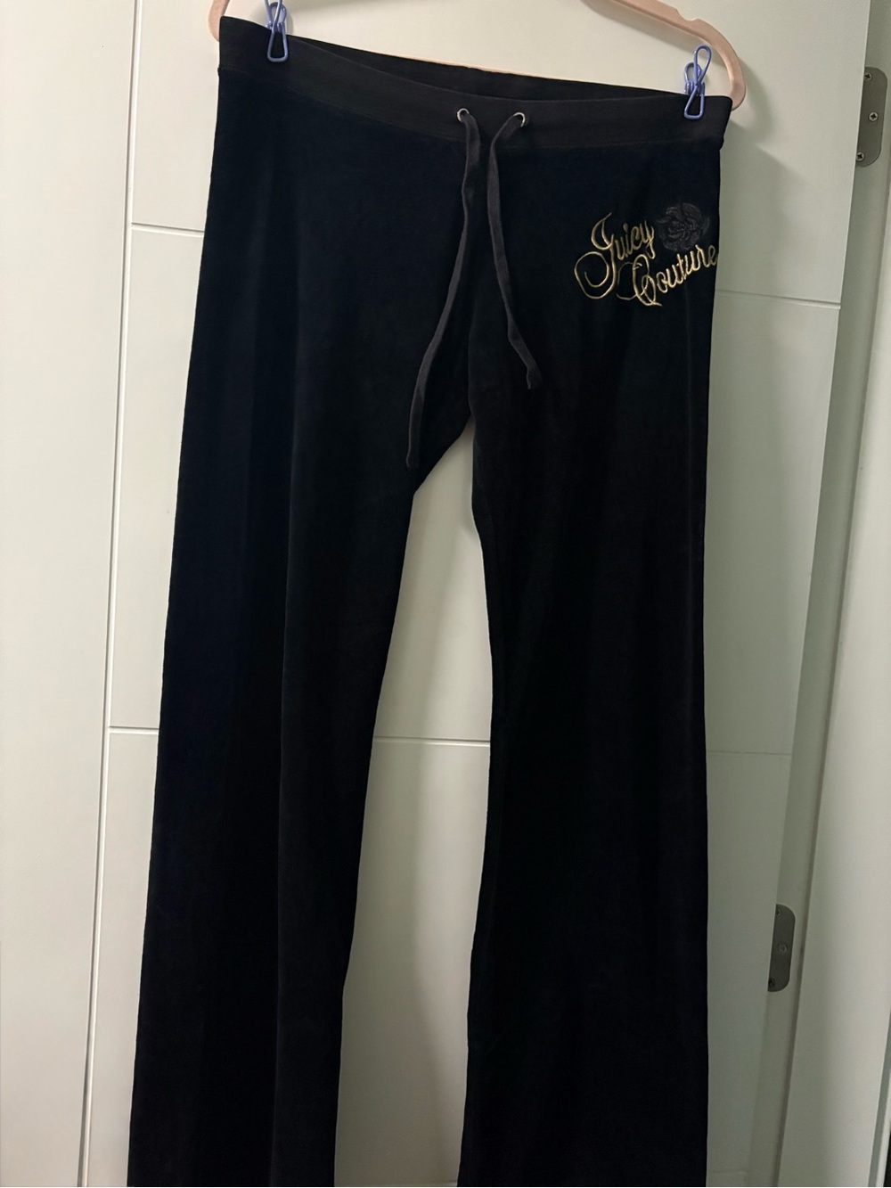 Juicy Couture Black Velour Pants with Gold Logo